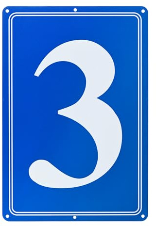 M METERXITY Aluminum Number Sign 3, 11.8 Inch House Numbers and Metal Letters, Parking Spot Letter Signs, Metal Letter Wall Decor for Garden/Door/Mailbox [White Text On Blue]