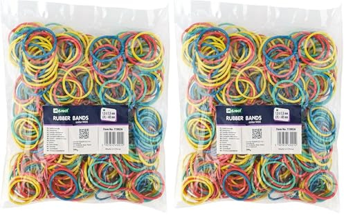 D.RECT - Gummibänder | 100g Beutel | 25mm Durchmesser Breit 1.5mm|Gummiring Gummiring | Perfekt für Haushalt und Büro | Wiederverwendbar | Sehr Langlebig | Farbig Sortiert (Packung mit 2)