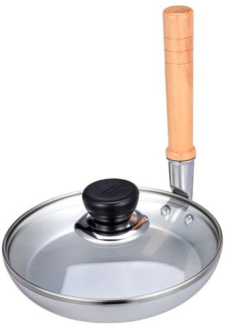 GLEAVI Poêle Oyakodon Japonaise Avec Manche Bois Poêle à Tamagoyaki Acier Inoxydable Pour Cuisine Familiale Authentique Pour Friture Et Cuisson Oyakodon