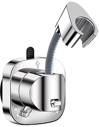 Osuter Support de Pommeau de Douche Sans,Perçage Adhésif Support Douche Réglable Libre de 360°,Douchette Universel de Douche Mural,ABS et Silicone Matériel Capacité à Porter 100 kg