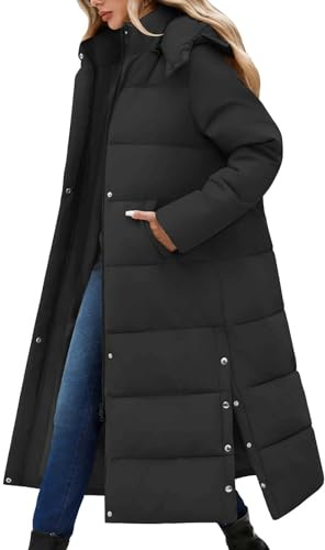 RITOSTA Damjacka Vinter Lång Vadderad Elegant Jacka Med Huva Höst Vinter Varm Jacka Parkas Jacka Jacka Jackor Dunjacka Ledig Ytterkläder med Fickor, Svart, S