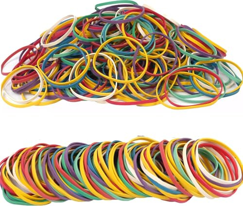 Rubber Bands 200pcs Elastic Band rubber Bands Blue green purple yellow white red for Office School Home Strong Loop Office Supplies
