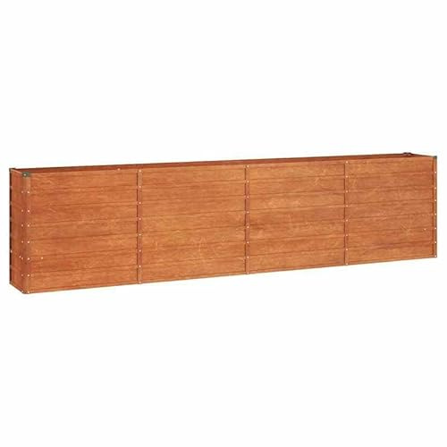 Aiuola rialzata in acciaio corten, 320 x 40 x 77 cm, effetto ruggine, durevole e resistente alle intemperie, ideale per giardino, terrazza o balcone, fioriera moderna per erbe, verdure e fiori