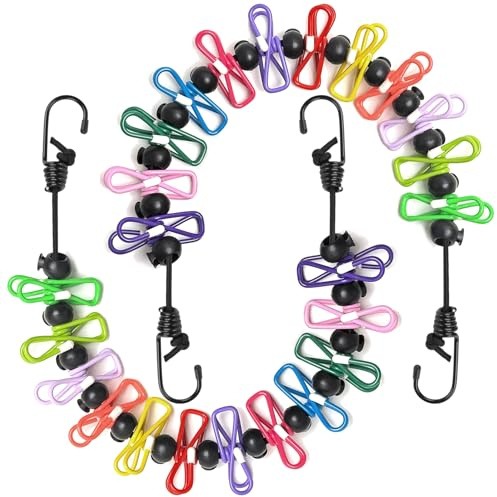 Portable Travel Clothesline 2 PCS - Adjustable Elastic Travel Clothesline with 12pcs Clips for holidays Campervan, Motorhome Holidays，Indoor & Outdoor Drying Gadgets