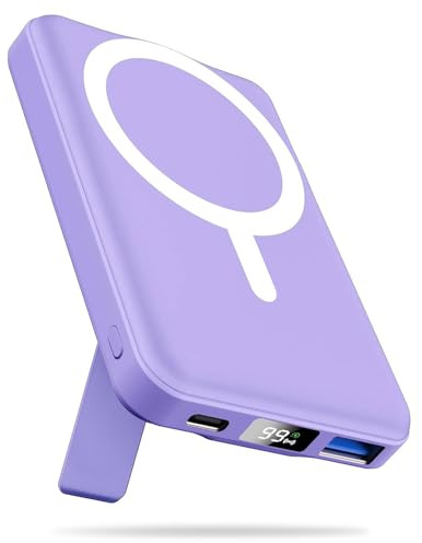 AOGUERBE Power bank for Magsafe, 10000mAh Wireless Portable Charger | Wireless 15W+22.5W PD Fast Charging, LED Display, Magnetic Battery Pack Compatible with iPhone 17/16/15/14/13/12 Series