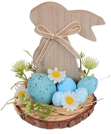 Psdndeww Liebre De Madera Tallada a Mano Decoración De Pascua Adorno De Escultura De Animal De Madera para Repisas De Escritorio Estante Festival Celebración Festival Adorno De De Madera