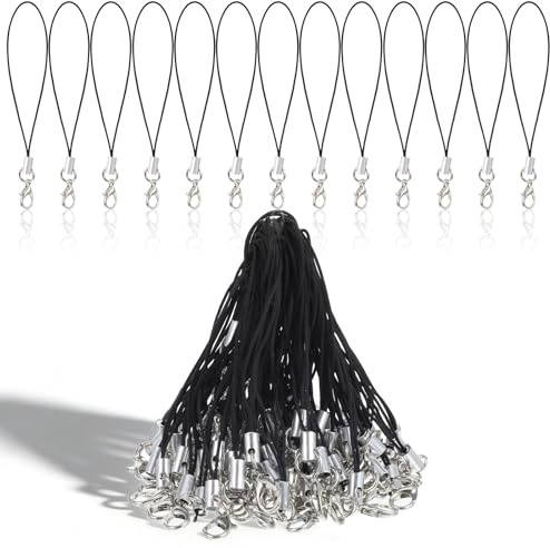Quilax 100 Stück Handyanhänger Schlaufen,Handy Lanyard mit Karabiner,DIY Handyanhänger Bastelarbeit,Schlüsselanhänger-Bastelset zum Aufhängen Weihnachtsbäumen,Key Pendant,für Sticks,Pfeife