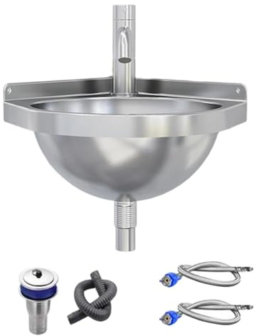 Piccolo lavabo a parete | Lavabo ad angolo in acciaio inox con rubinetto | piccolo lavandino angolo,Per giardino Terrazza Appartamento Lavanderia Bagno Cucina Casa Ingresso