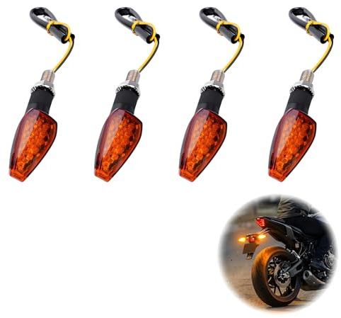 Wcawnlt Motorrad Blinker LED 4 Stück mit 14 LED, Mini Blinker Motorrad Universal 12V, Getönt Bernstein Licht, Lauflicht-Optik Zubehör für Motorrad Roller Quad Moped, (Gelb)