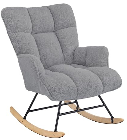 Aunekiv Schaukelstuhl, Teddy-Stillsessel fürs Babyzimmer, Dunkelgrau