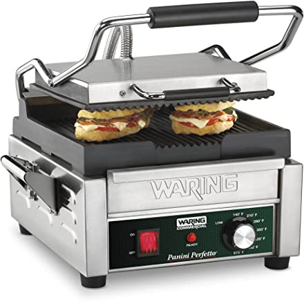 Waring Commercial WPG150 Compact Italian-Style Panini Grill, 120-volt, Silver
