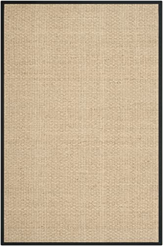 Safavieh Alfombra De Fibra Natural Sala de Estar, Comedor, Dormitorio - Natural Fiber Collection, Pelo Corto, Natural y Negro, 152 X 244 cm