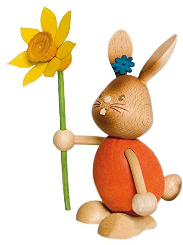 Drechslerei Kuhnert Hase Stupsi mit Blume 9 cm 52201