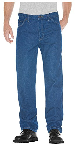 Dickies Mens Regular-fit Five-Pocket Jeans, Stone Washed Indigo Blue, 42W x 32L US