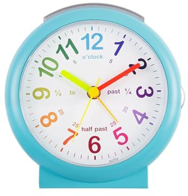 Acctim 15219 'Lulu 2' Blue Time Teaching Bold Sweeping Seconds Quartz Alarm Clock