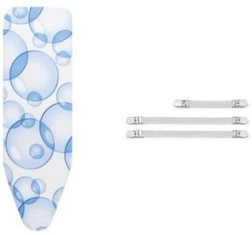 Brabantia 101465 Housse pour Table à Repasser D Perfect Flow Bubbles 135 x 45 cm 108266 Clips de Fixation pour Housse de Repassage, 3 pcs, Autre, Blanc, 30 x 20 x 10 cm