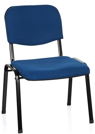 hjh OFFICE Konferenzstuhl Besucherstuhl XT 600 XL Stoff, extra breite Sitzfläche, ergonomischer Vierfußstuhl, Rückenlehne, stapelbar, bis 150 Kg (blau)