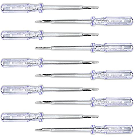 PerfectHD Stromprüfer - Schraubenzieher - Spannungsprüfer - 100 mm Schaft - 3 mm Klinge - 200 bis 250 V - 10er-Set - 5 Varianten