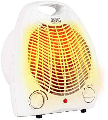 BLACK+DECKER Personal Desktop Heater, Space Heater for Office Desk, Home Office & Personal Use Desk, 2 Heat & Fan Only Settings, Adjustable Thermostat, BHD101W, White