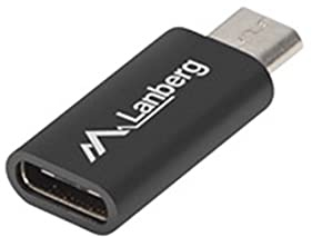 LANBERG Adaptador AD-UC-UM-01 MICROUSB Macho A USB Tipo-C Hembra Color Negro