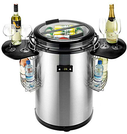 Fayelong 50L Bière,Vin et boisson Réfrigérateur jusqu'à 60 bouteilles (hauteur jusqu'à 850 mm),Refroidisseur De Boissons Réfrigérateur, Température 0-10 °C, Porte-boissons à roulettes