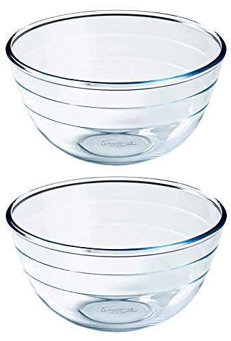 Pyrex O'Cuisine Kitchen - Bol redondo de cristal apto para microondas, 21 cm, 2 litros (paquete de 2)