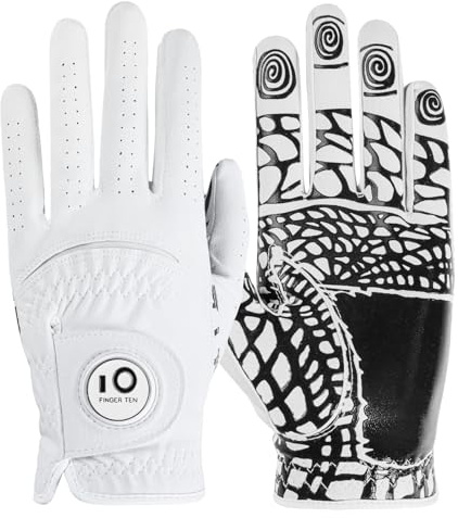 FINGER TEN Golf Gloves Men Left or Right Hand Extra Grip (M-L, Left)