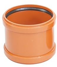 KG Rohr Überschiebmuffe Ø DN 200 mm Länge 165 mm Orangebraun | PP PVC Muffe Mit 2 Gummidichtringen | Kanalrohrsystem Abwasserrohr Doppelmuffe Chemische Beständigkeit | Abwasser Installation