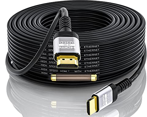 Soonsoonic 4K HDMI Cable 75 Ft with Built-in Signal Booster | HDMI 2.0 High Speed Unidirectional Cables 4K@60Hz 2K 1080P 3D ARC Ethernet Cord | for UHD TV Monitor Laptop Xbox PS4 (22.8m)