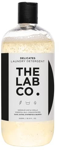 The Lab Co. Laundry Detergent Wash for Delicates 500ml - for satin, silks, lace, lingerie, delicate fabrics and clothing. Non-Bio and Non-toxic. Up to 32 washes