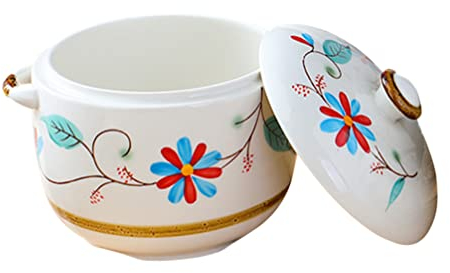 HEMOTON Estofado Olla De Sopa De Cebolla Taza Humeante Tarros De Cristal con Tapas Cocotte De Porcelana Tazón De Bocadillos Olla De Barro Familiar Cerámica Botella De Almacenamiento