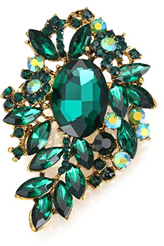 EVER FAITH Oval Brosche mit Strass-Kristall glänzende Vintage-inspirierte Blumen-Marquise-Brosche für Damen Abschlussball klar Silber-Ton