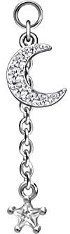 PIERCINGLINE Chirurgenstahl Anhänger für Clicker Piercing Ringe & Kreolen KRISTALLMOND + KRISTALLSTERN Piercing Ohr Helix Farbauswahl