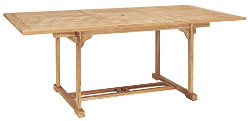 MOONAIRY Ausziehbarer Gartentisch, Gartentisch, Terrassentisch, Esstisch Garten, Gartenesstische, Außentisch, Gartenmöbel, 150-200 x 100 x 75 cm Massivholz Teak