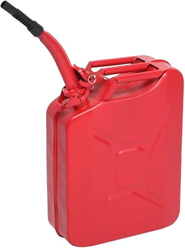 LEADZM Bidon Essence Jerrican 20L en Métal avec Bec Verseur (Rouge) | Bidon Carburant Portable pour Diesel, Kérosène, Gazoline