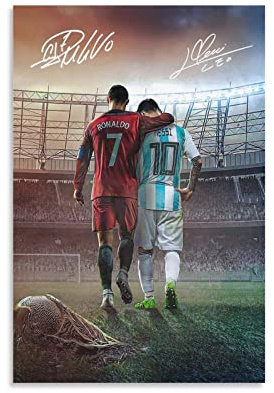 fhzang Messi Ronaldo Poster, Wandkunst, Leinwanddruck, Poster, Zuhause, Badezimmer, Schlafzimmer, Büro, Wohnzimmer, Dekoration, Leinwandposter, ungerahmt: 40 x 60 cm