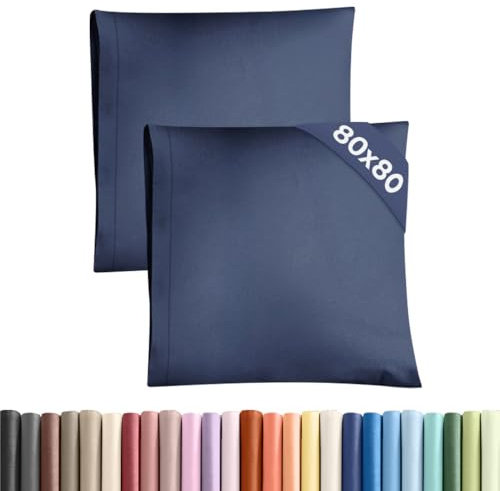 Federa 80x80 Blu marino - Set da 2 - Federe in Microfibra di Alta Qualità - Morbide, Confortevoli e Lavabili in Lavatrice - Federa 80x80 per Cuscini, Set 2 Federe Blu marino - OEKO-TEX Certificato