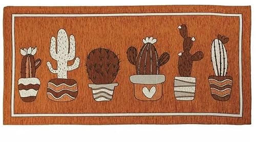 Generico Tappeto cucina cactus Made in Italy con retro antiscivolo lavabile lavatrice : Colore - Ruggine, Misura - 57x85