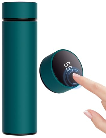 Homealexa 500ml Thermosflasche, Vakuum Isolierbecher Trinkflasche aus 304 Edelstahl, LED-Touchscreen-Temperaturanzeige, Thermoskanne Wasserflasche Perfekt für Home, Büro, Reise, Sport (Saphirblau)