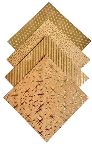 Faltpapier Kraftpapier Goldfolie, 32 Blatt, 15x15cm 110g/m2