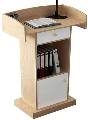 Roedax Rednerpult Rednerpulte, Stehpult, Podien, hochwertiges Blech mit Schublade und offenem Stauraum, Kanzeln für Kirchen, 60 x 42 x 124 cm, Podestständer Mode
