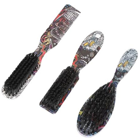 3-teiliges Bartbürsten-Set für Herren, 2-in-1, Verstärkte Borsten, Ergonomischer Griff, Kompakt und Leicht, Sanft und Effektiv, Tragbares Haarstyling-Gerät mit Öl-Kämmkopf für