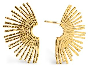 SINGULARU Orecchini da donna Sunbeam Acciao Placcato Oro | L'acciaio resistente all'acqua con placcatura in oro 18 kt conferisce un'eleganza unica con pietra naturale blu.