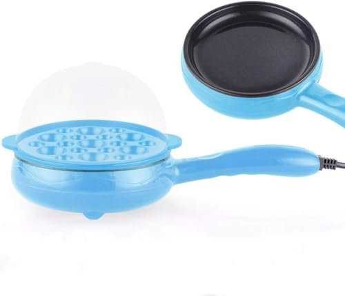 OUSIKA Hervidor de huevos, vaporizador de huevos, freír huevos sartén pequeña sartén antiadherente sartén eléctrica pequeño artefacto de desayuno casero caldera de huevos eléctrica Vapor (Color : Blu