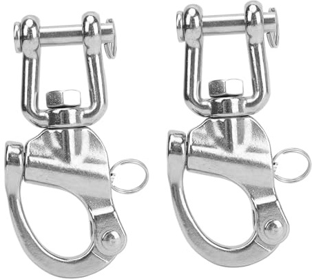TKSE Grillete Giratorio a Presión, 2 Uds Grillete Giratorio Marino de Liberación Rápida, Grilletes a Presión de Acero Inoxidable 316 para Aparejos de Veleros (128mm)