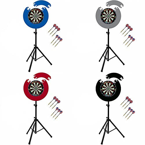 Gorilla Darts Double 20 Dartboard Puzzle Surround Set & Arrow Pro Tripod Stand (BLUE)
