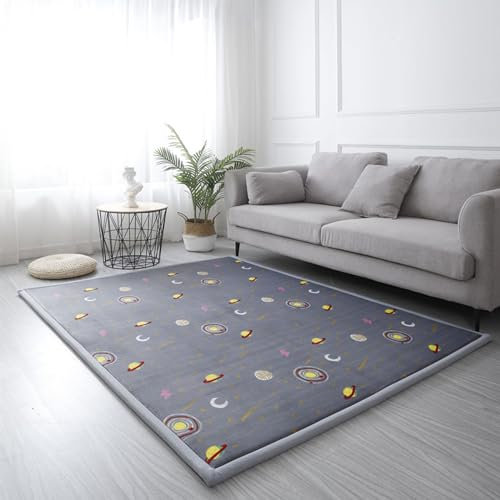 ZIKGER korallen Samtmatte, Teppich Kinderzimmer Gymnastik Teppich, Dick Krabbelteppich,Schlafzimmern-O-60 * 150cm