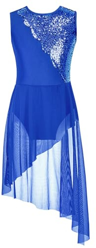 iiniim Vestido Lentejuelas de Baile para Niña Maillot Patinaje Artistico Brillantes con Falda Gasa Leotardos Danza Body Ballet Disfraz de Baile Actuación