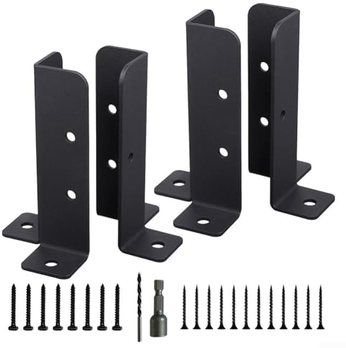 4pcs Wood Fence Pergola Post Base Brackets kit, Adjustable Deck Post Anchor Base Brackets Fence Fit 1.5x1.5,2x2,2x4,4x4 Post