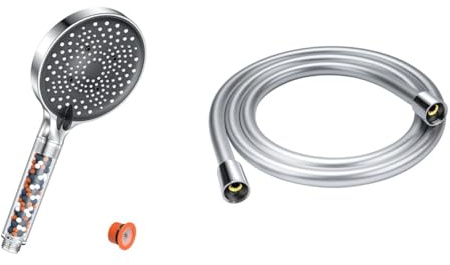 Pommeau de Duche, YEAUPE PRO Pommeau de Douche Economie Deau, Pommeau de Douche Anti calcaire Grand & YEAUPE Flexible de douche 160 cm avec protection anti-torsion, tuyau de, raccord standard 1/2
